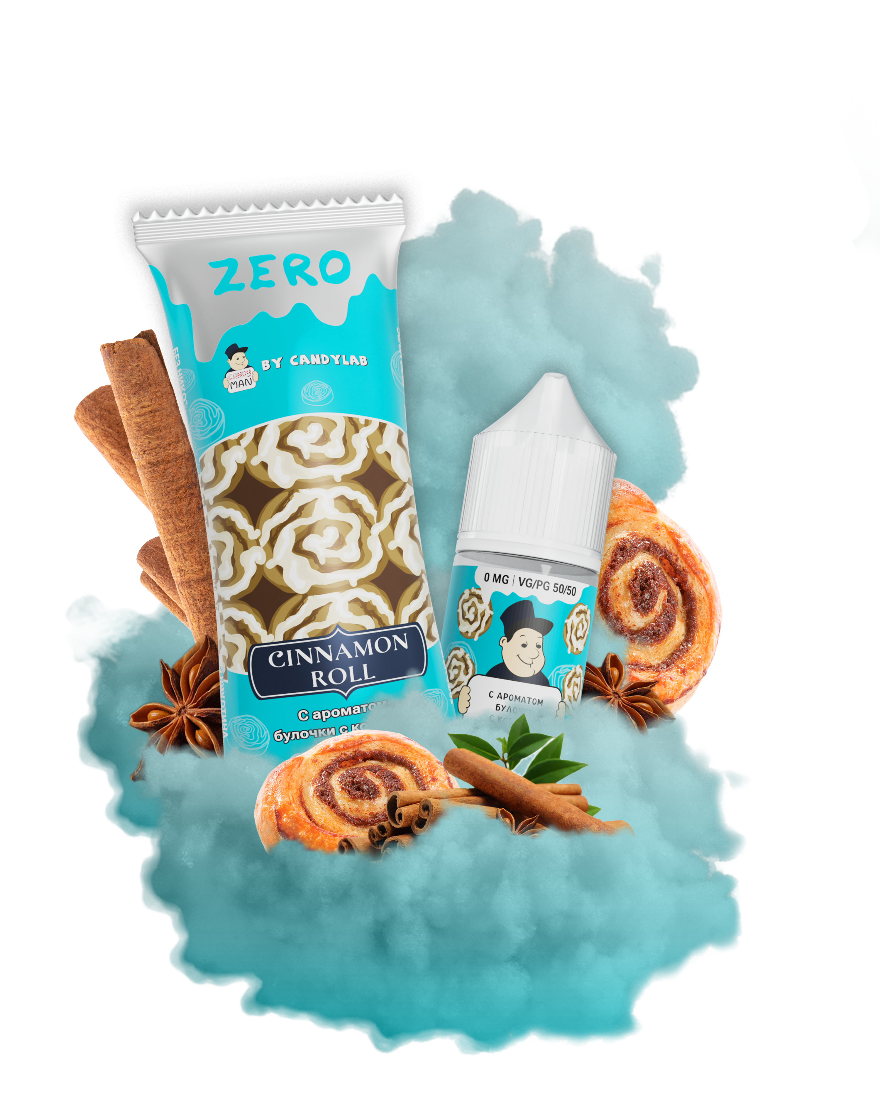 Жидкость для ЭСДН CandyMan Zero 27мл 0мг Cinnamon Roll