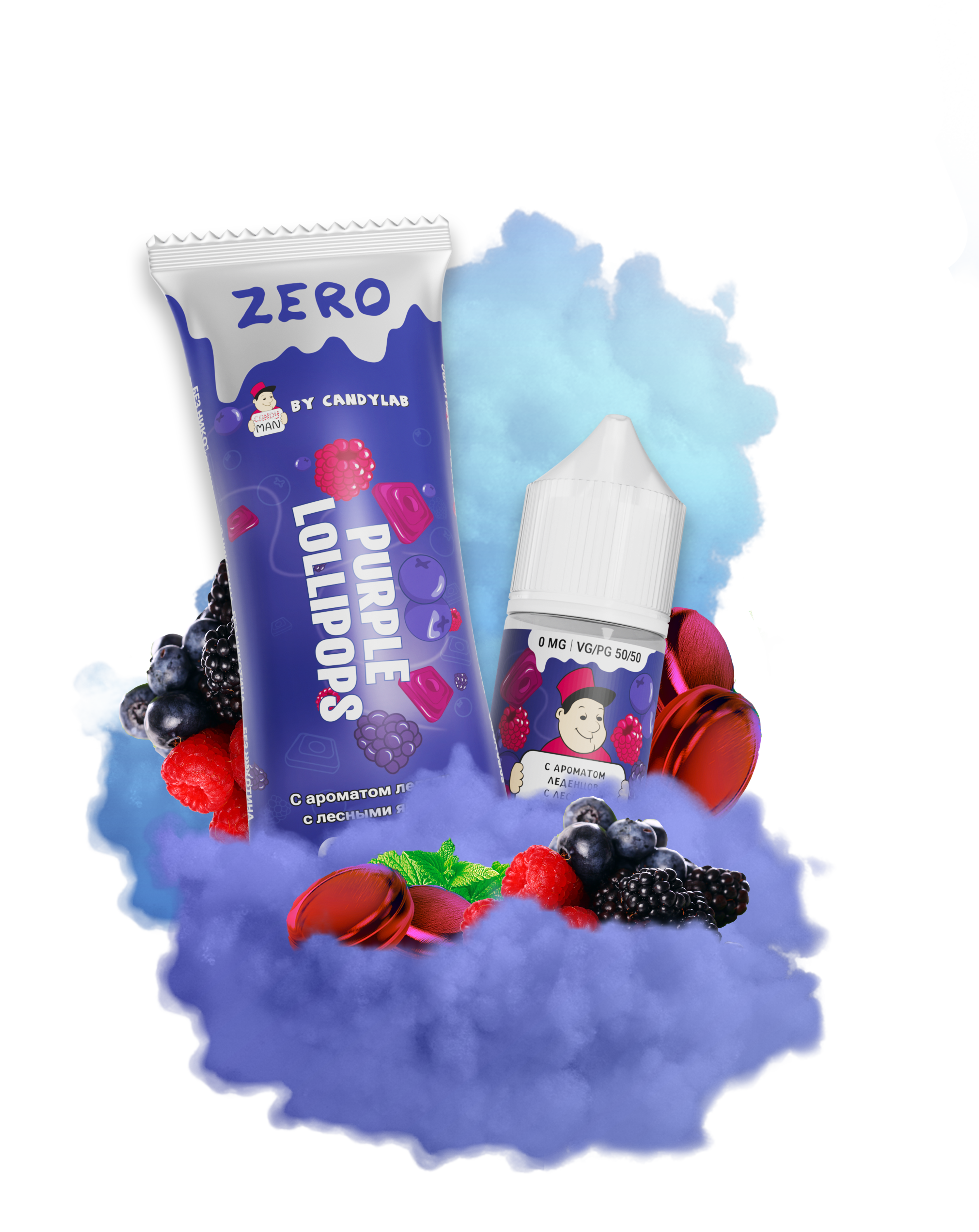 Жидкость для ЭСДН CandyMan Zero 27мл 0мг Purple Lollipops