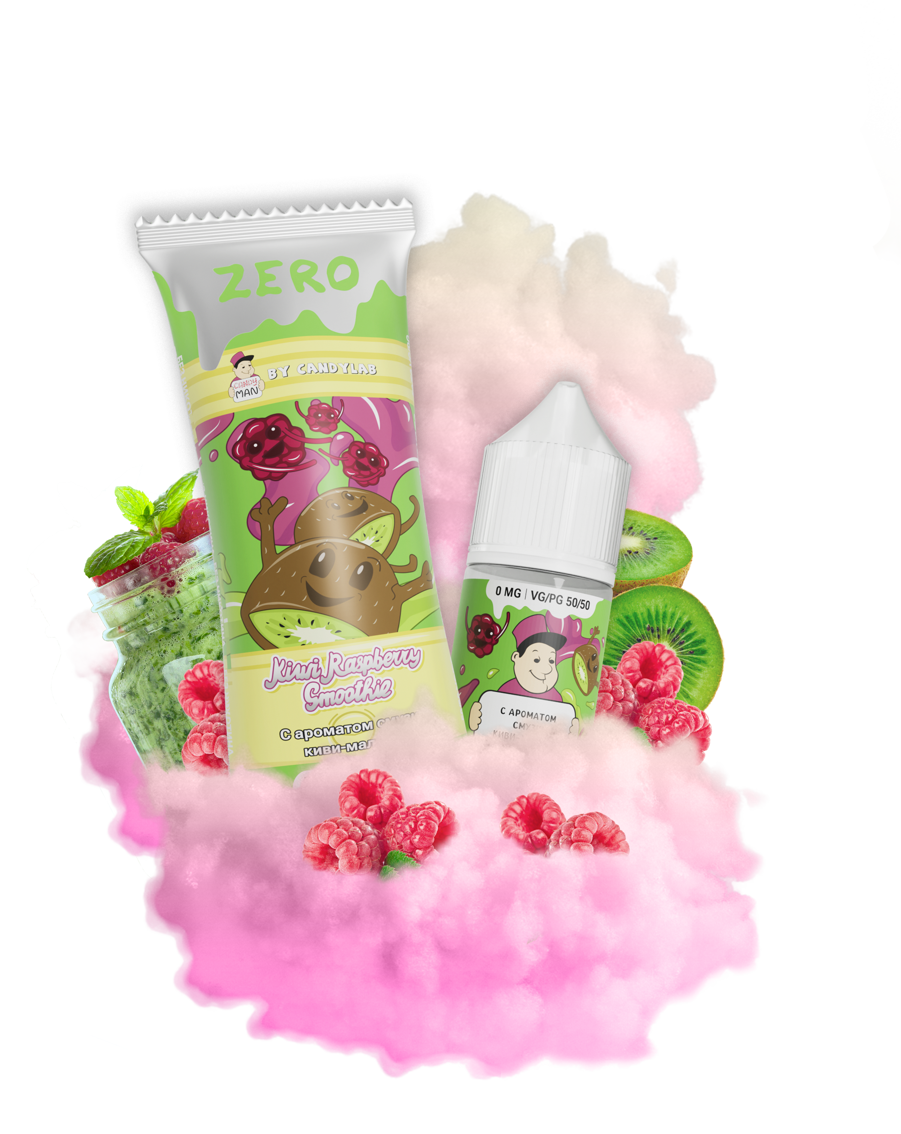 Жидкость для ЭСДН CandyMan Zero 27мл 0мг Kiwi Raspberry Smoothie