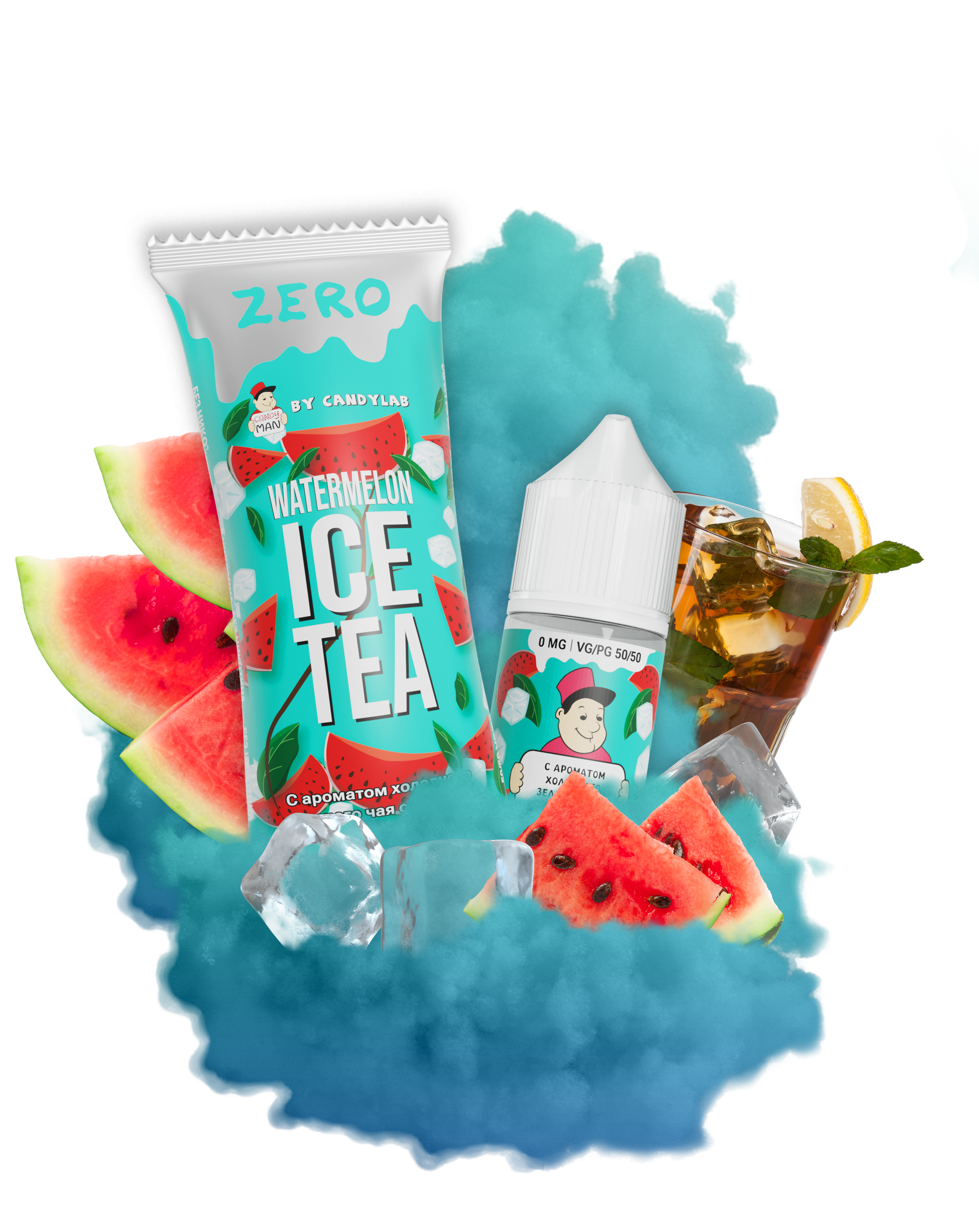 Жидкость для ЭСДН CandyMan Zero 27мл 0мг Watermelon Ice Tea